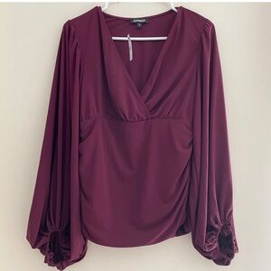 Express Burgundy Ruched Top